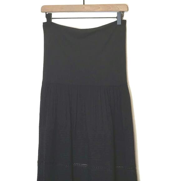 Theory Strapless Sleeveless Tiered Eyelet Black Long Maxi Dress Size S - Picture 3 of 14